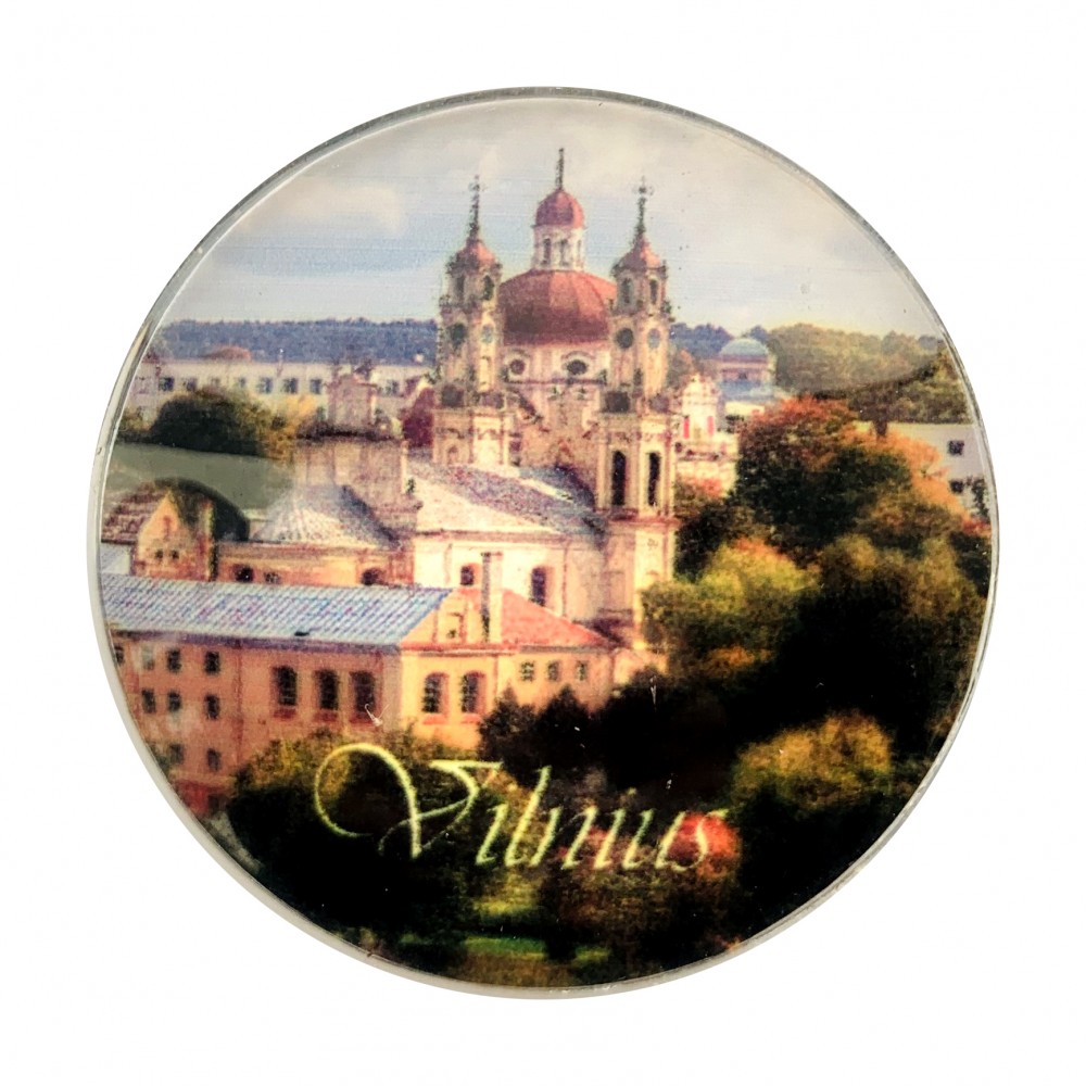 Apvalus stiklinis magnetas "Vilnius"