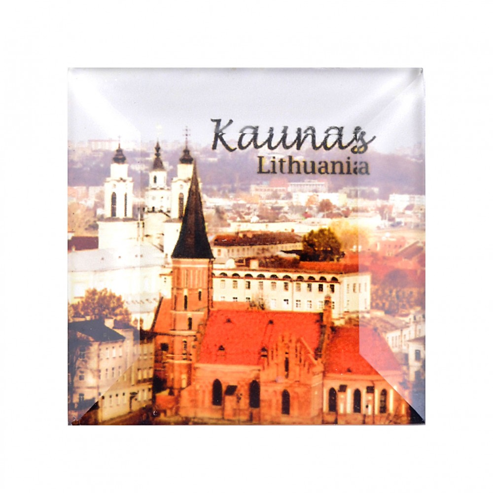 Kvadratinis stiklinis magnetas "Kaunas"